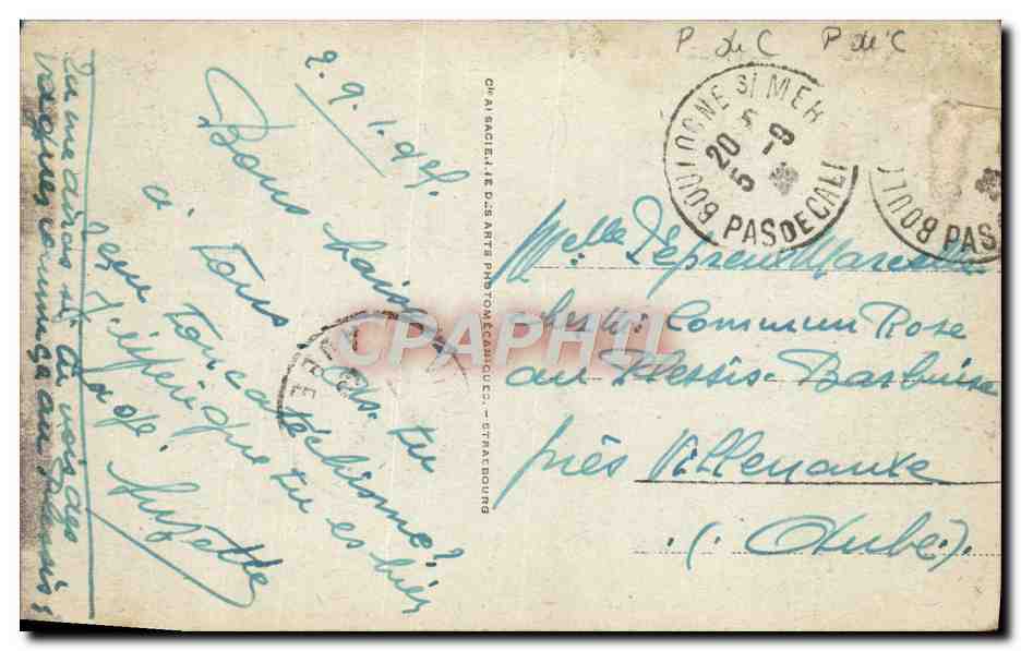 Boulogne-sur-Mer — Gros temps — éditeur A.G. — Verso