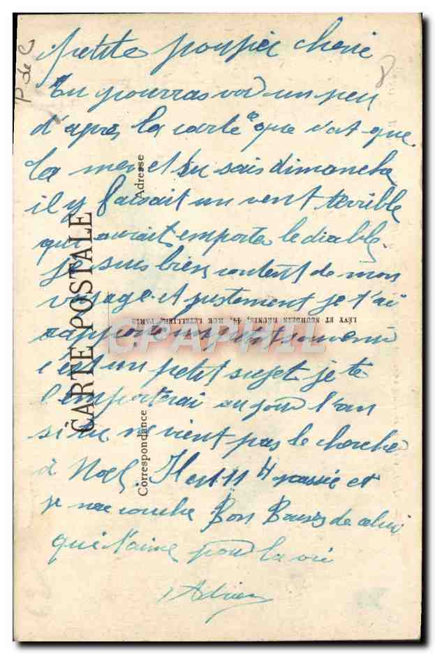 Boulogne-sur-Mer — La route de Wimereux un jour de gros temps — LL. n° 180 — Verso
