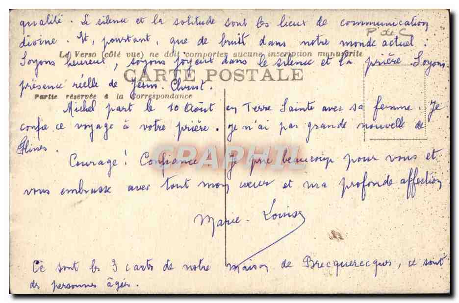 Boulogne-sur-Mer — Couvent St-Augustin — Escalier sur le jardin — Verso