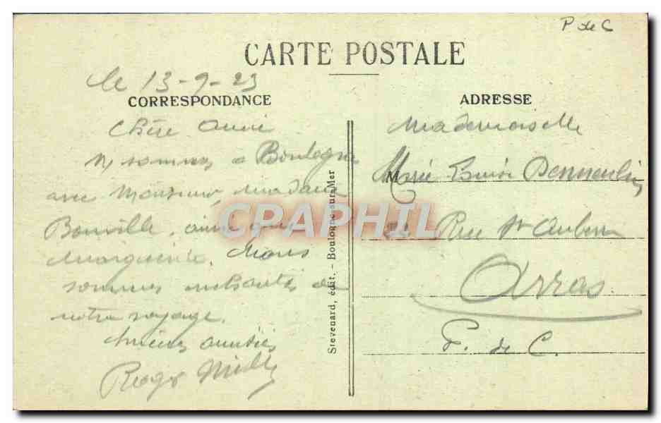 Boulogne-sur-Mer — La Digue Carnot — Stevuard, édit. E.S. 214 — Verso