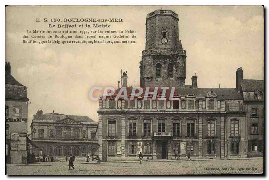 Boulogne-sur-Mer — Le Beffroi et la Mairie — Stévenard, édit. Boulogne-sur-Mer