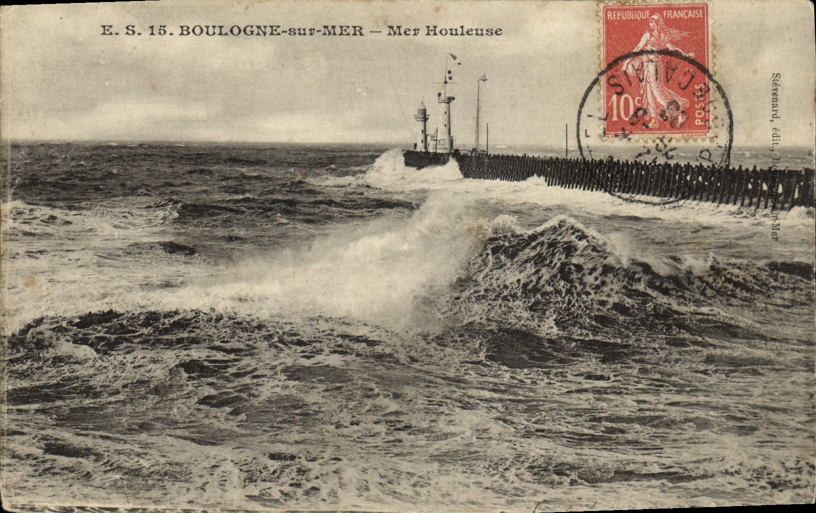 Boulogne-sur-Mer — Mer Houleuse — Stevenard, édit. Boulogne-sur-Mer, n° 15