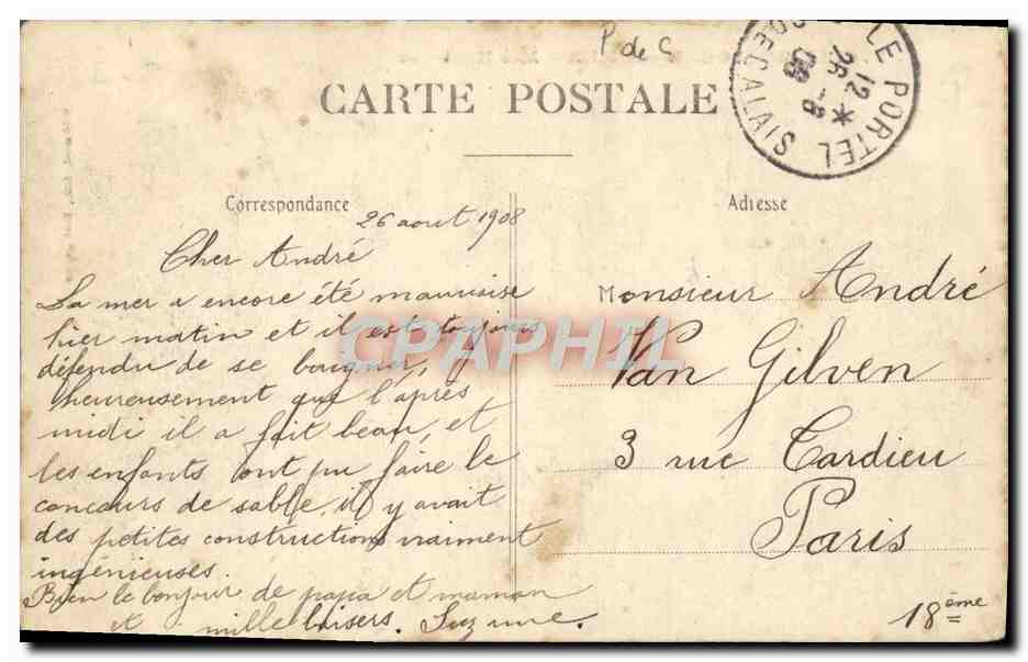 Boulogne-sur-Mer — Mer Houleuse — Stevenard, édit. Boulogne-sur-Mer, n° 15 — Verso