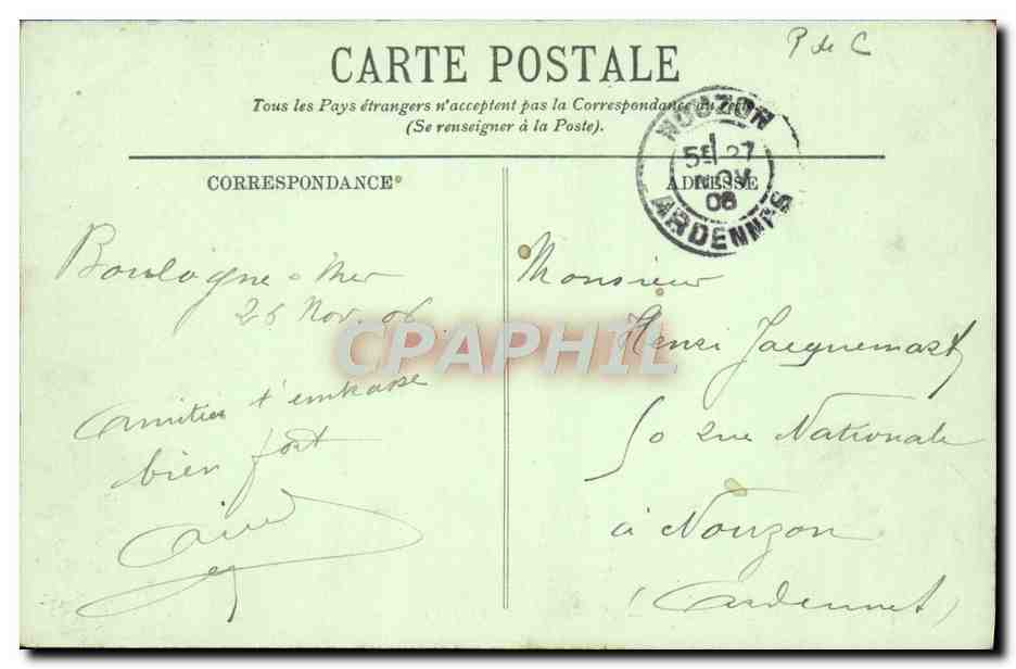CPA Boulogne Sur Mer Torpilleur Au Port Bateau Train — Verso