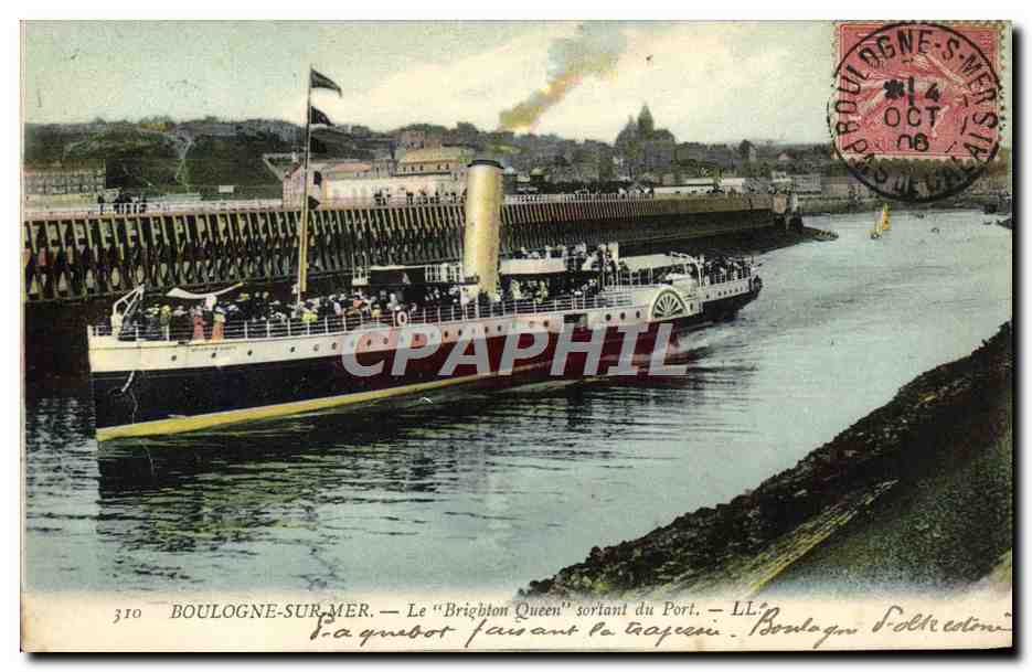 BOULOGNE-SUR-MER — De "Brighton Queen" vertrekkend uit de haven — LL, n° 310