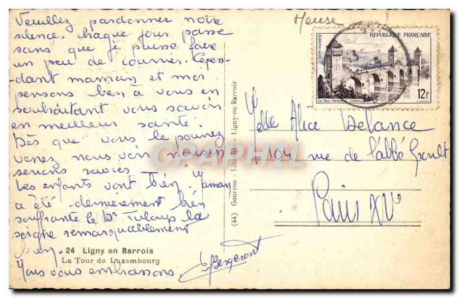 CPA Ligny En Barrois La Tour De Luxembourg — Rückseite