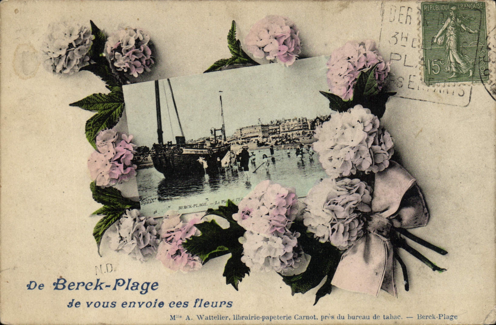 CPA Berck Plage Je Vous Envoie Ces Fleurs