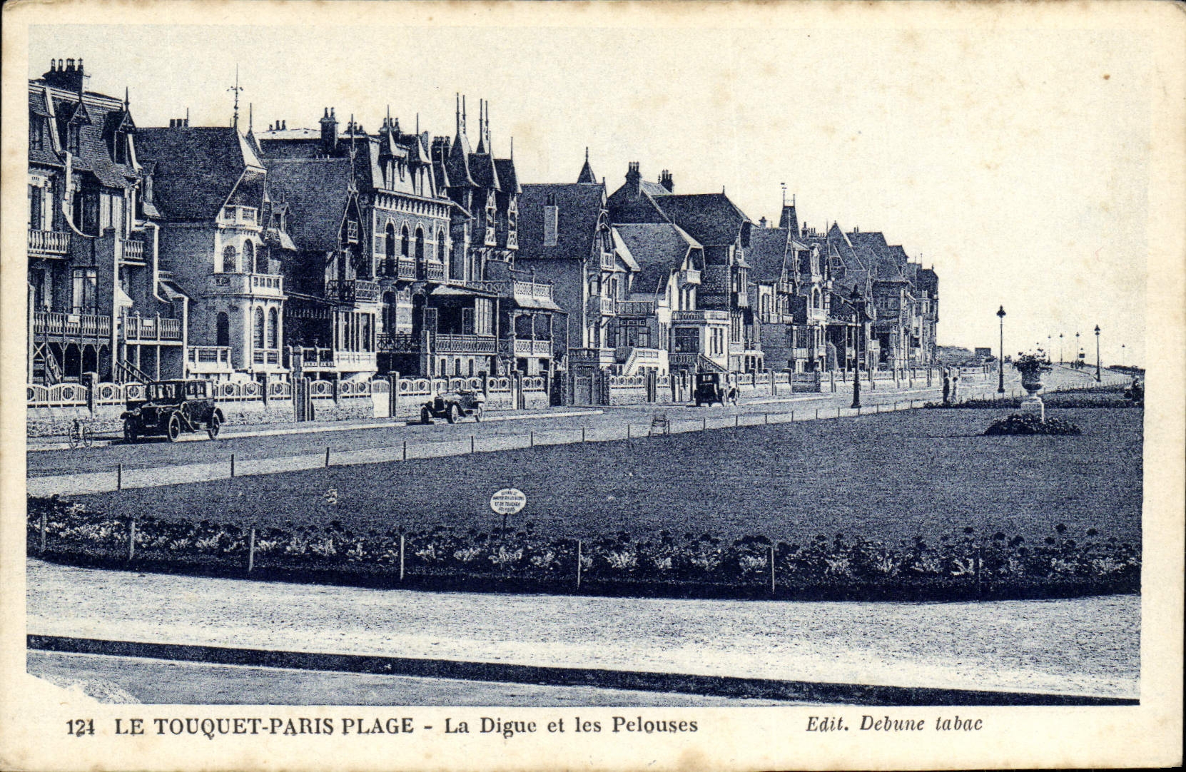 Le Touquet-Paris Plage — Die Digue und die Wiesen — Edit. Debune tabac, Nr. 124