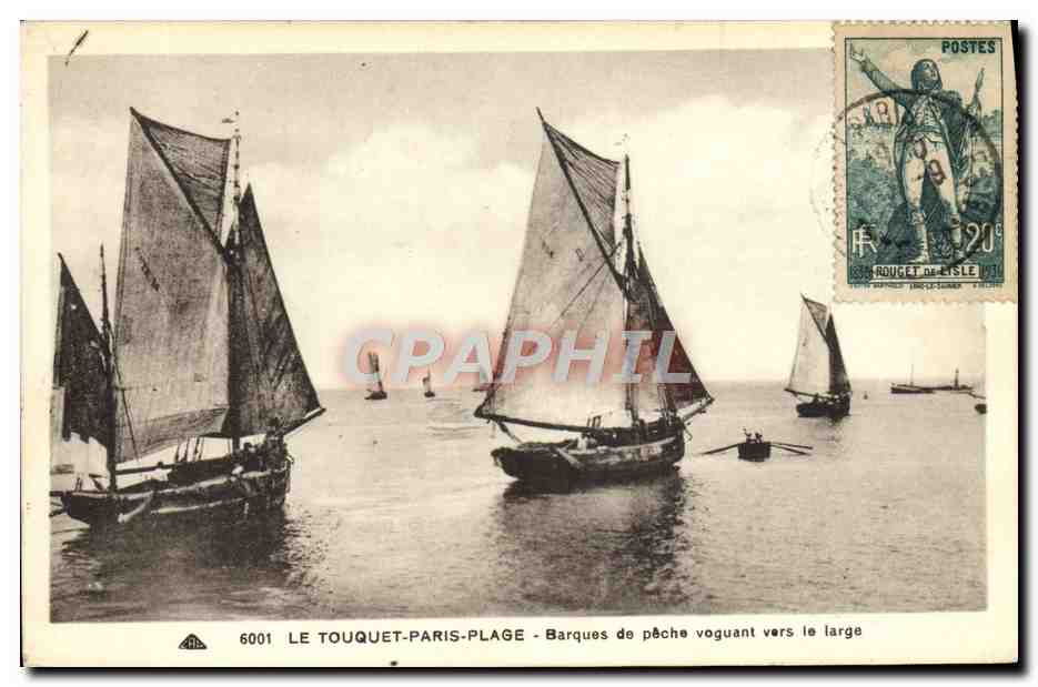 Le Touquet-Paris-Plage — Barques de pêche voguant vers le large — éditeur : Le Touquet-Paris-Plage, n° 6001