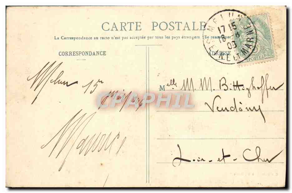 CPA Melun Hotel De Ville — Rückseite