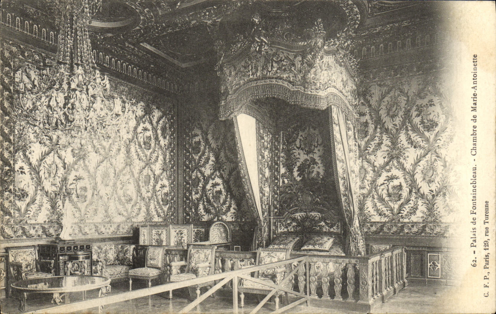 Chambre de Marie-Antoinette — Palais de Fontainebleau — C.F.P., Paris, 129, rue Turballe