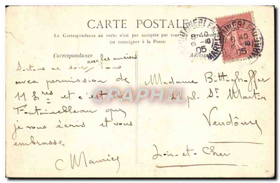 Fontainebleau — Le Camp d'Avon (N° 1) — G.B.N. Fontainebleau — Rückseite