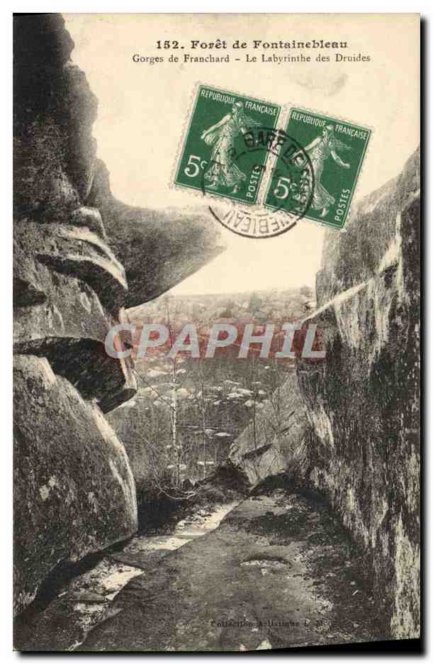 Forêt de Fontainebleau — Gorges de Franchard – Le Labyrinthe des Druides — Imp. L. Menard, Fontainebleau, n°152