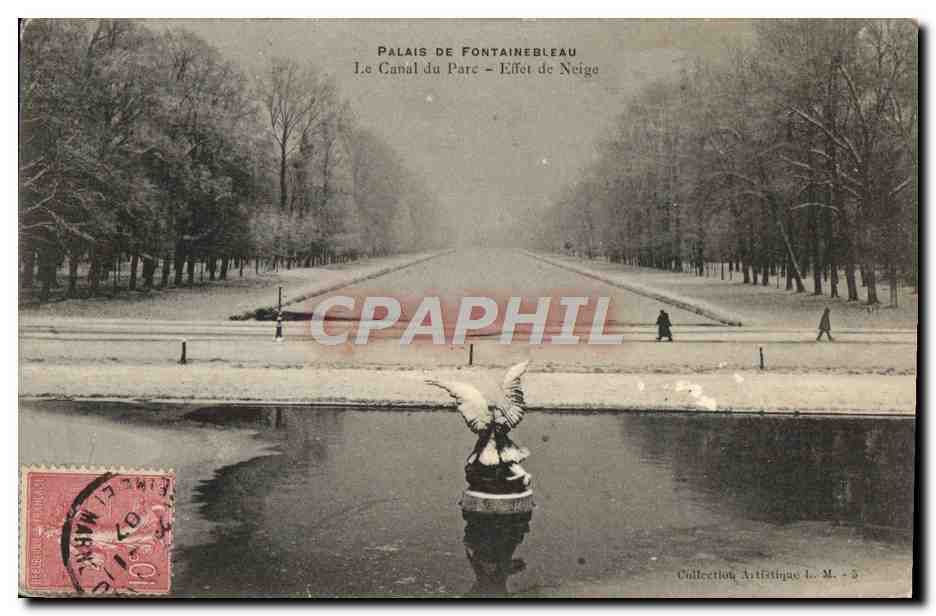 Palacio de Fontainebleau — El Canal del Parque — Efecto de Nieve — Colección Artística L. M. - 5