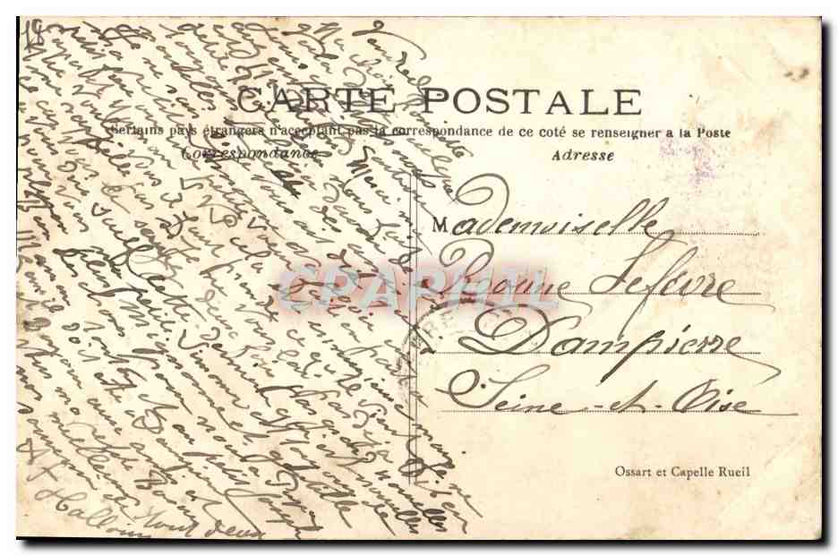 CPA Rueil Le Chateau de la Malmaison et la Chapelle — Verso