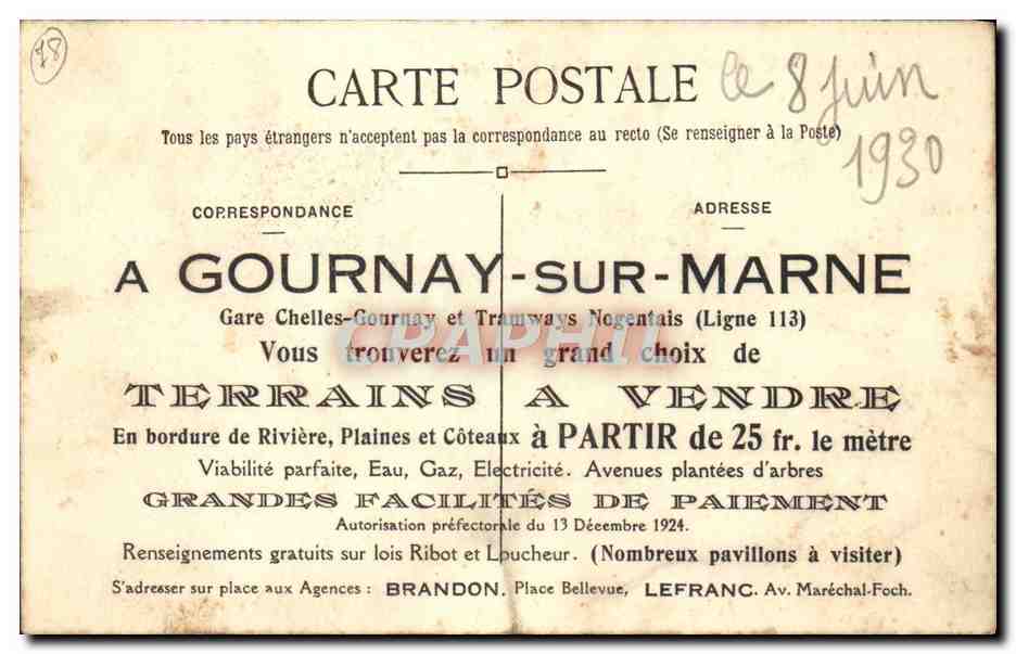 CPA Plage de Gournay Sur Marne Vue Generale — Back