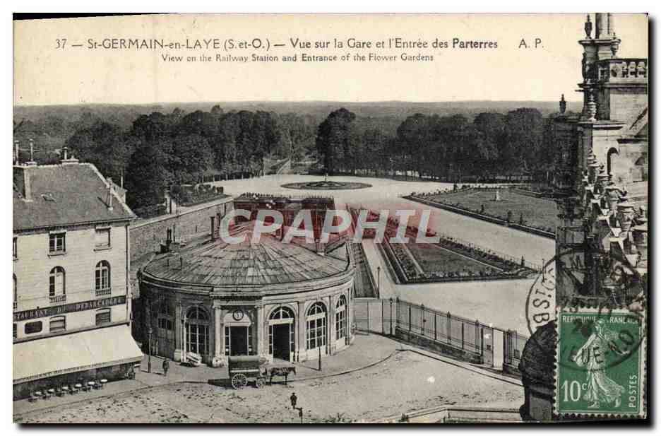 CPA St Germain en Laye Vue Sur la Gare et L'Entree des Parterres