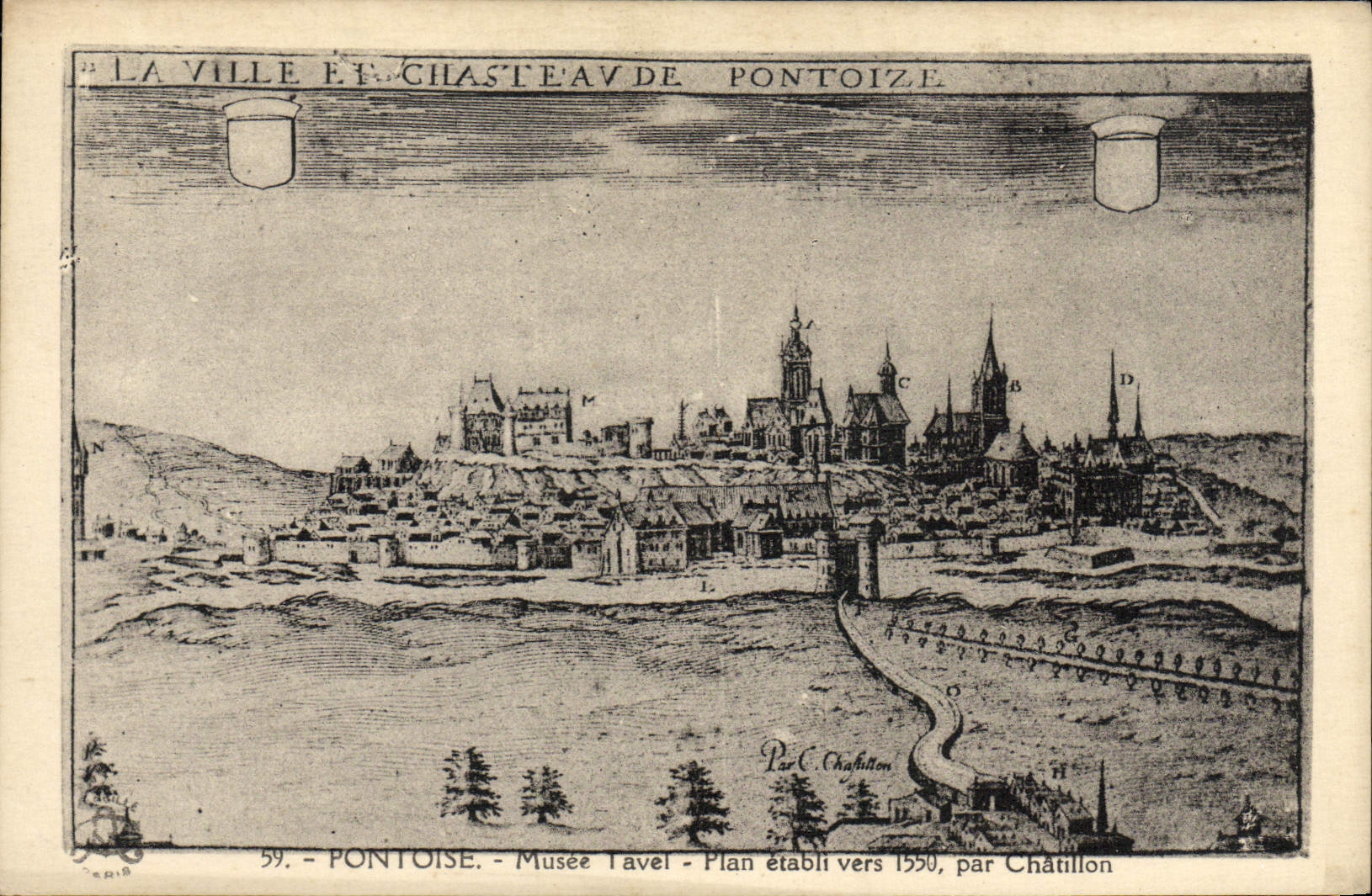 CPA Pontoise Musee Tavel Plan etabli vers 1550 par Chatillon