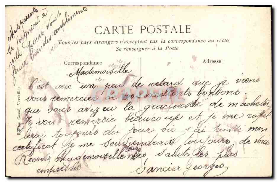 CPA Versailles Voiture du sacre de Charles X  — Rückseite