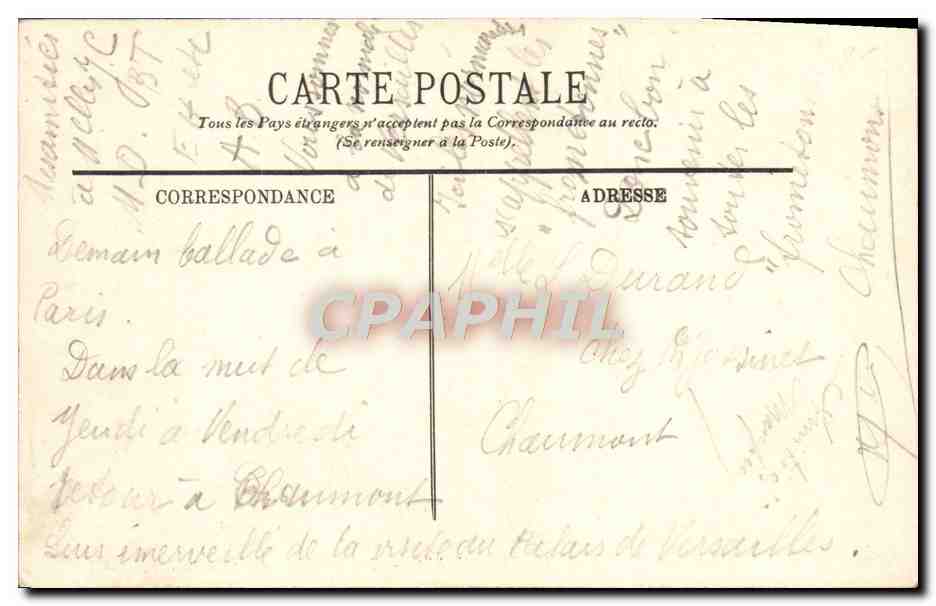 CPA Versailles Jardins De Dami Lune en avant du tapis vert — Verso