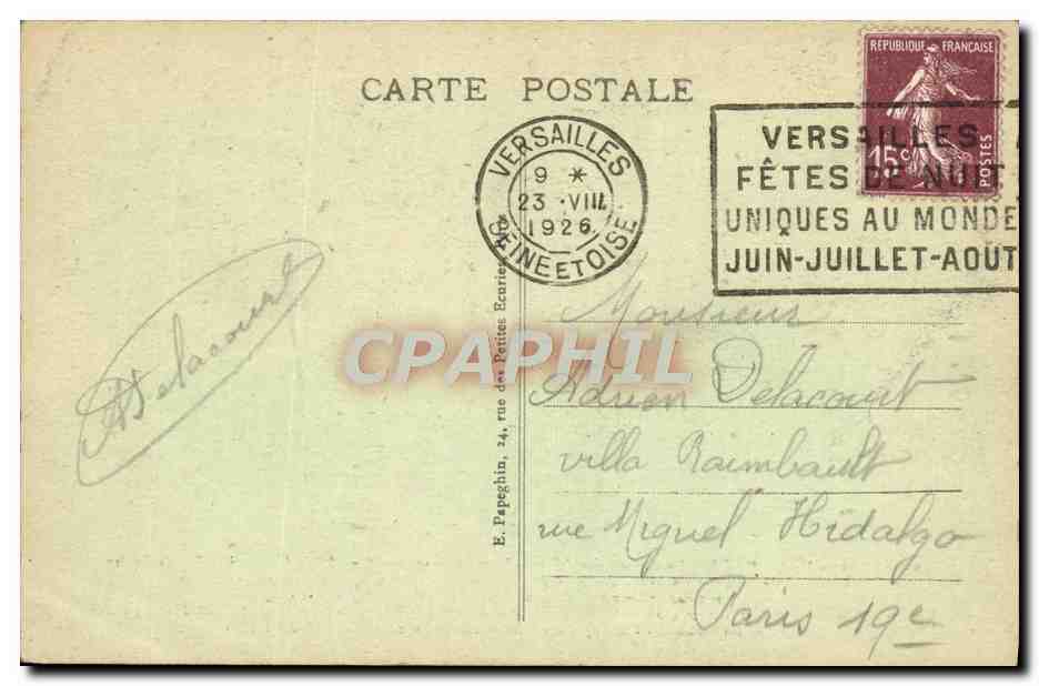 CPA Palais De Versailles la galerie des glaces — Verso