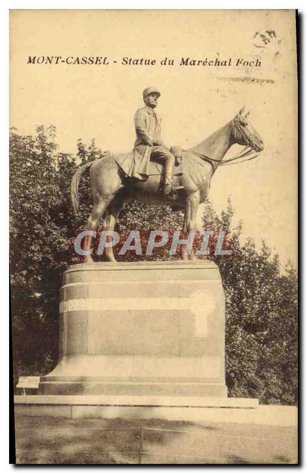 CPA Mont Cassel Statue du Marechal Foch Militaria