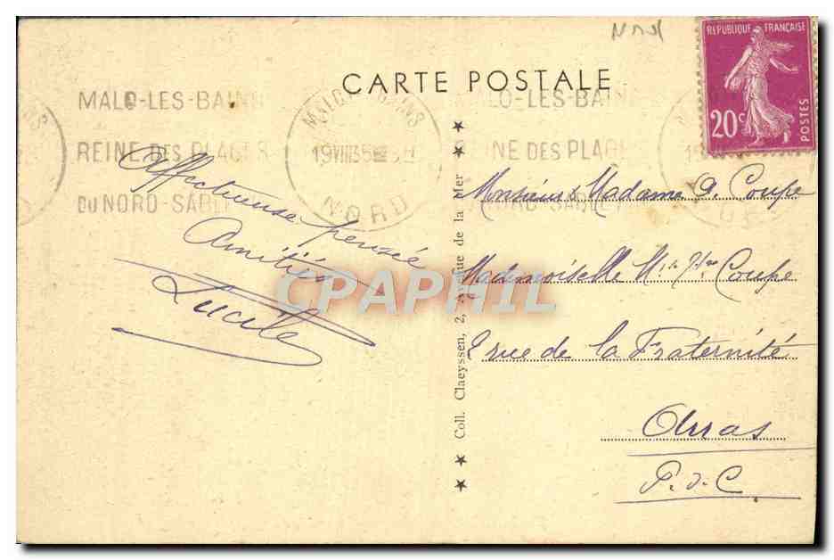 CPA Malo les Bains La Digue — Verso