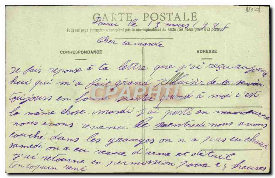 CPA Douai Porte de Valanciennes — Rückseite