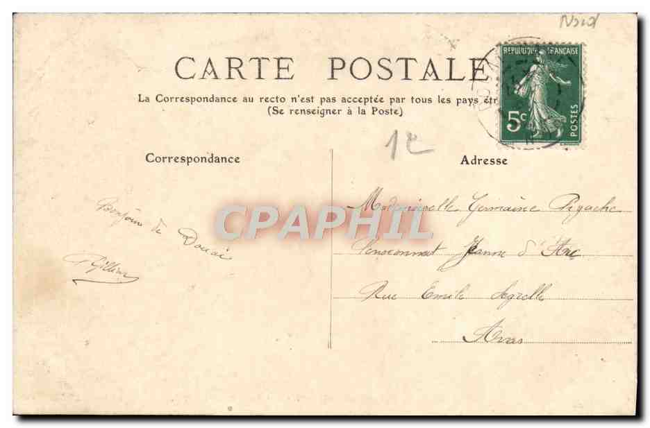 CPA Douai Intitution St Jean Quartier des Professeurs — Rückseite