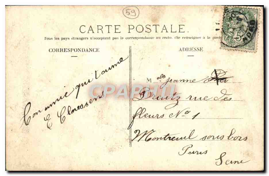 CPA Lille de Je Vous Envoie Ces Fleurs — Rückseite
