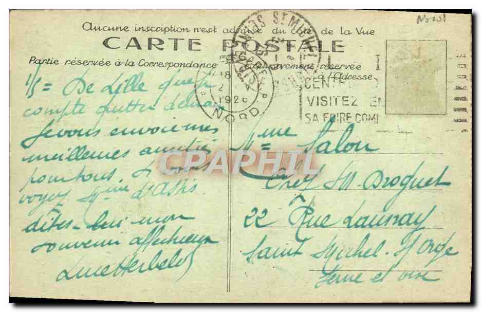 CPA Lille Eglise St Maurice — Back