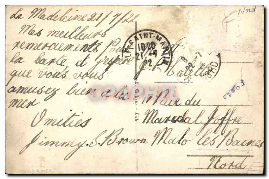 CPA Lille Hirondelles  — Verso