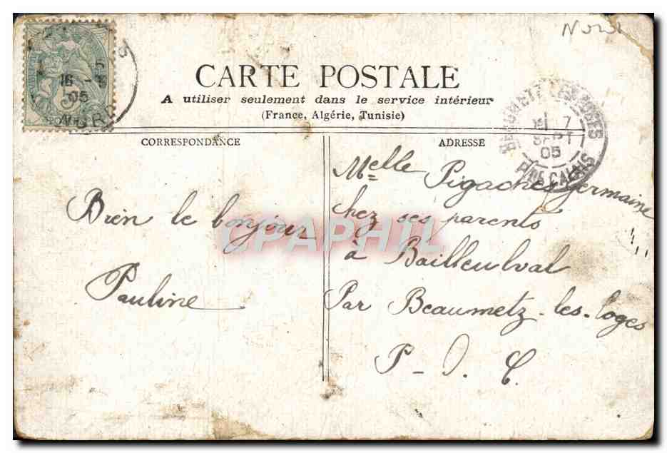 CPA Lille Palais Rameau — Verso