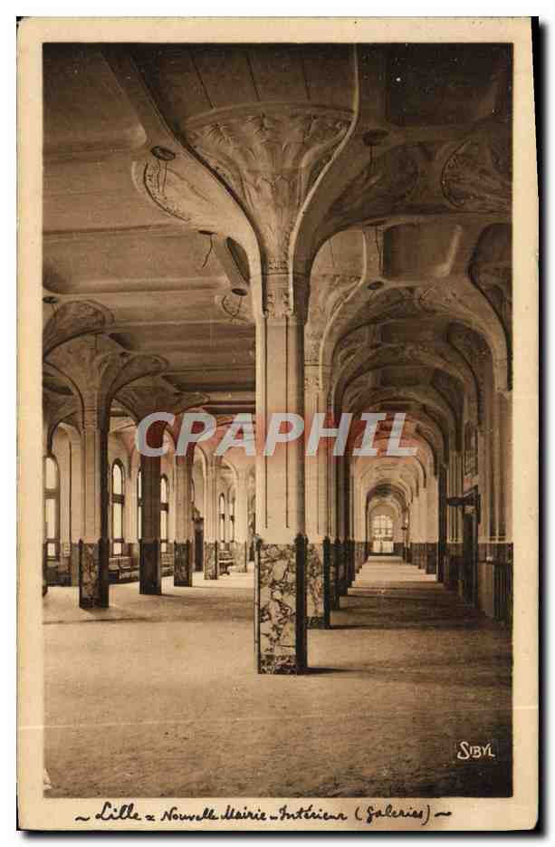 CPA Lille Nouvelle mairie Interieur galeries