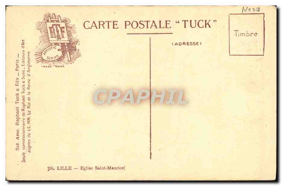 CPA Lille Eglise Saint Maurice — Rückseite