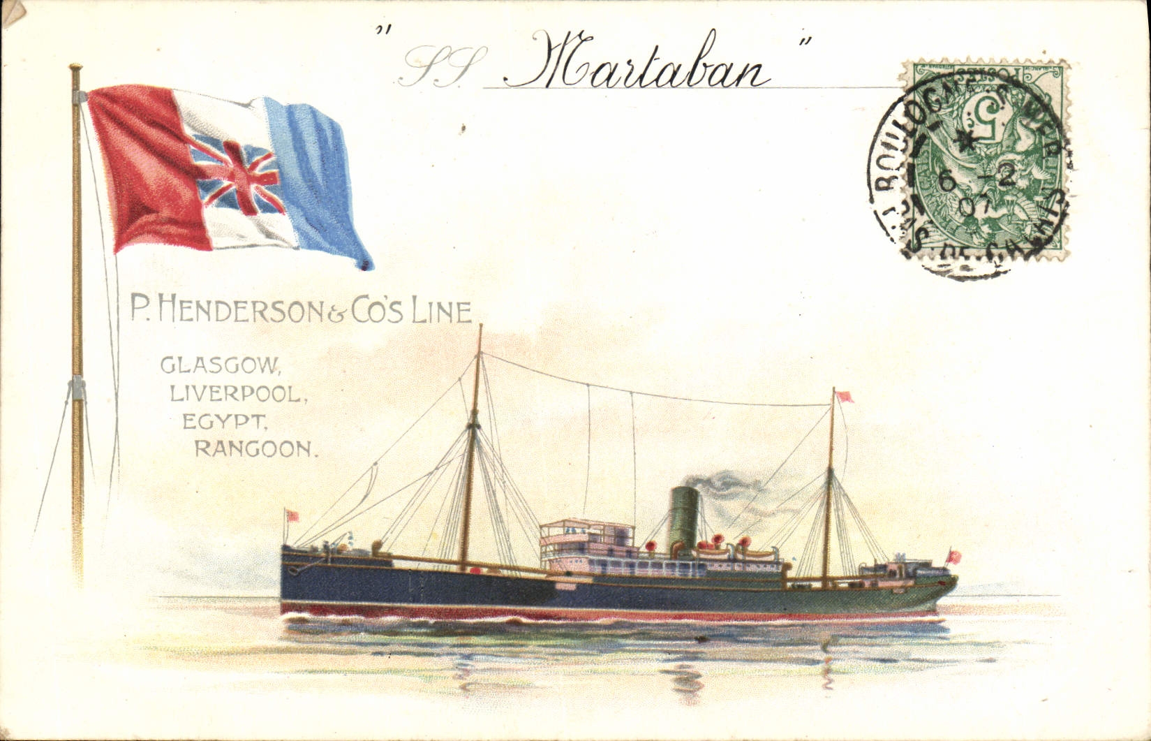 SS Martaban — P. Henderson & Co's Line — Glasgow, Liverpool, Egypt, Rangoon