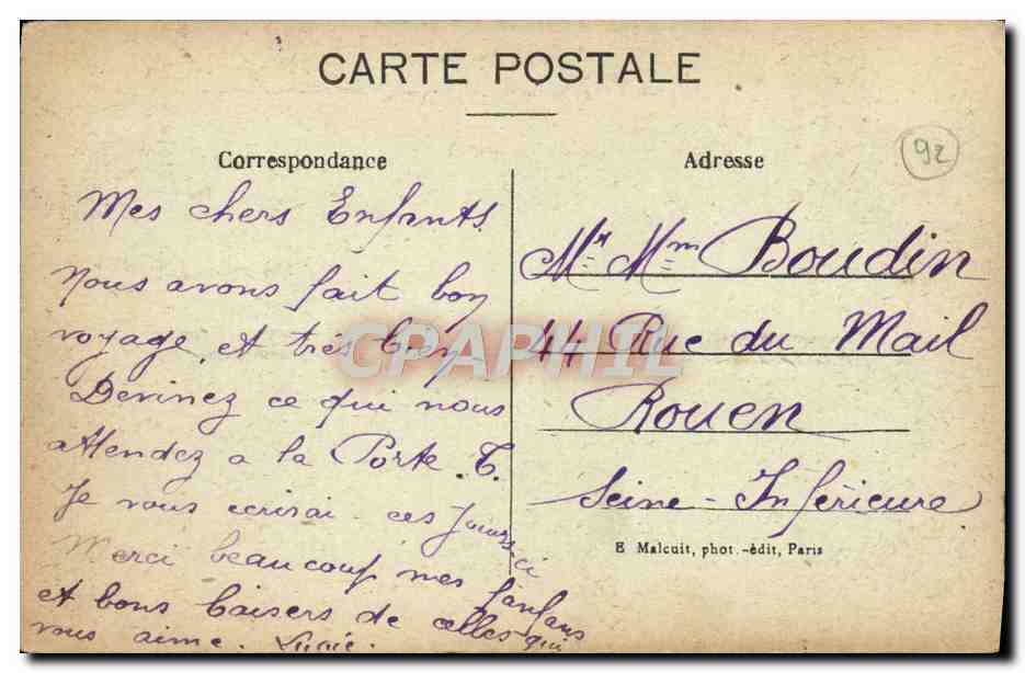 CPA St Cloud Le Bassin Du Fep A Cheval La terrasse Le Trocadero et l'ecole normale  — Rückseite
