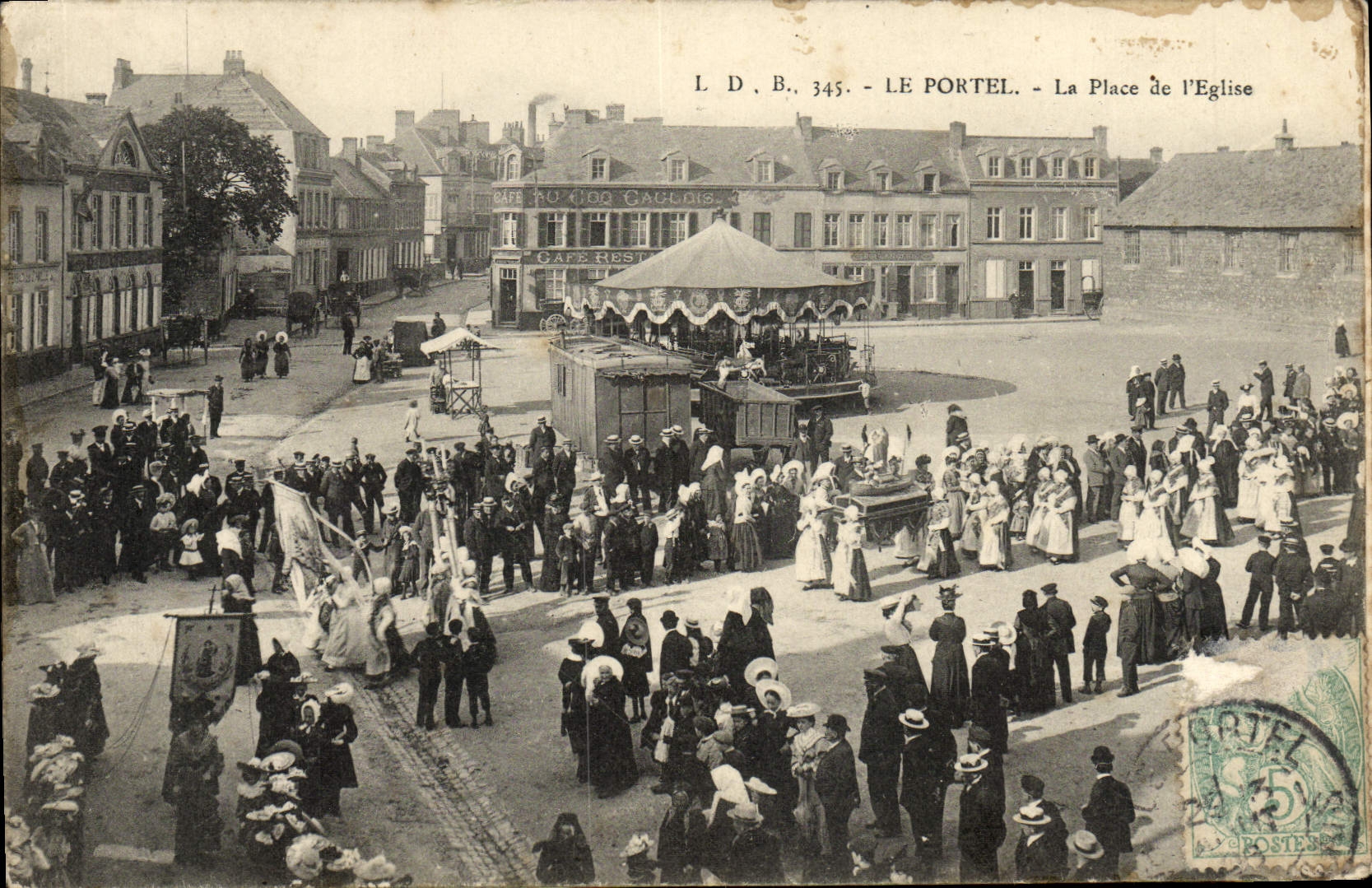 Carte recto verso Le Portel La Place de L'Eglise et le forte de l'Heurt