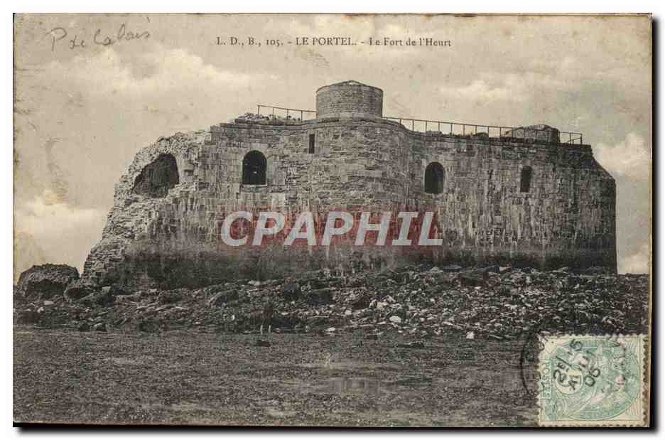 Carte recto verso Le Portel La Place de L'Eglise et le forte de l'Heurt — Rückseite