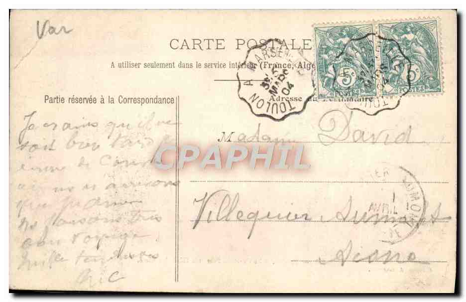Toulon — Le Carré du Port et le Génie Maritime — Collection A. Couturier, n°54 — Verso