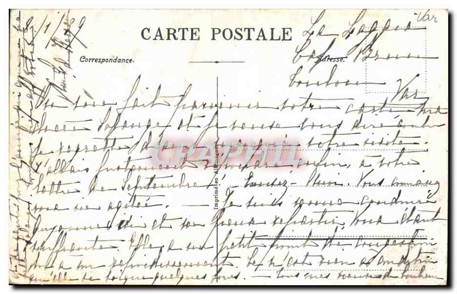 CPA Toulon Les Rochers de Ste Marguerite — Verso