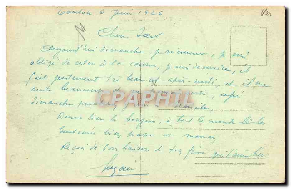 CPA Toulon Vue Generale — Rückseite