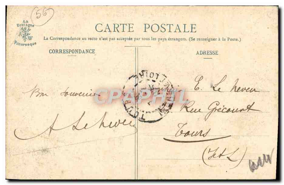 Ste-Anne-d'Auray — Pèlerins en prières dans le Cloître — Collection A. Waron, St-Brieuc — Rückseite
