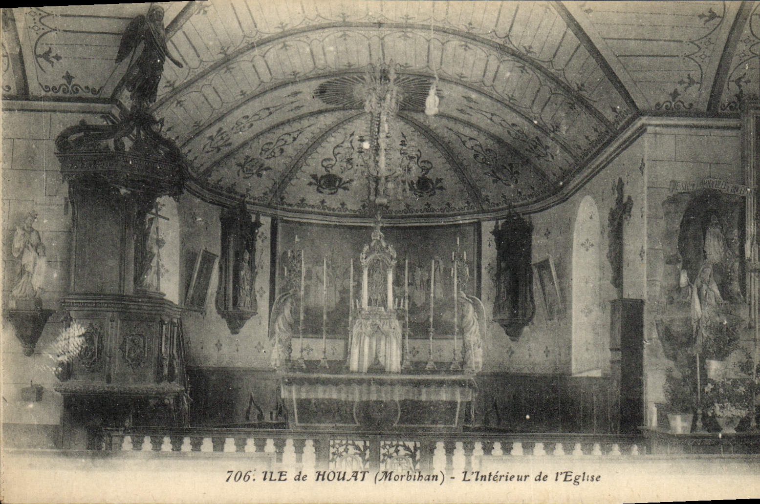 CPA Ile de Houat L'Interieur de L'Eglise