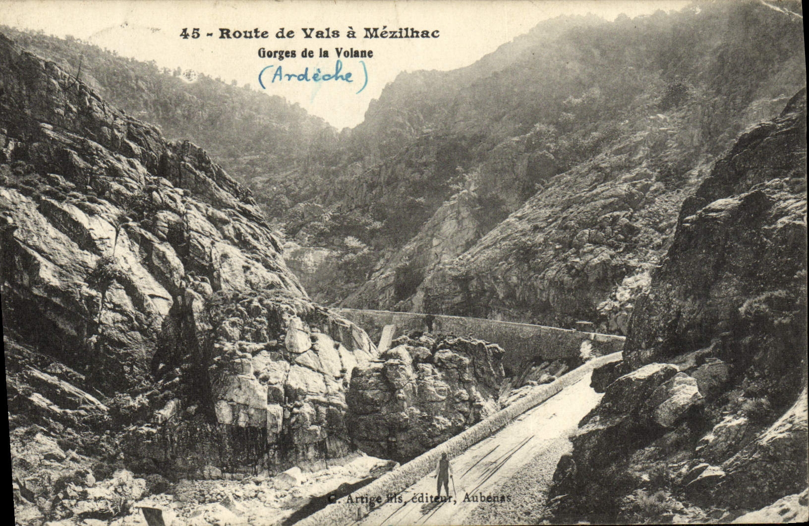 Gorges de la Volane — Route de Yals à Mézilhac — Éditeur Artige fils, Aubenas
