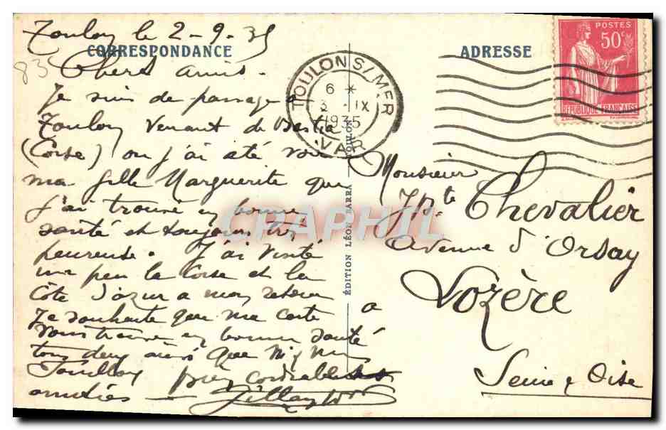 CPA Toulon Les Casernes Sainte Anne et la Rade — Rückseite