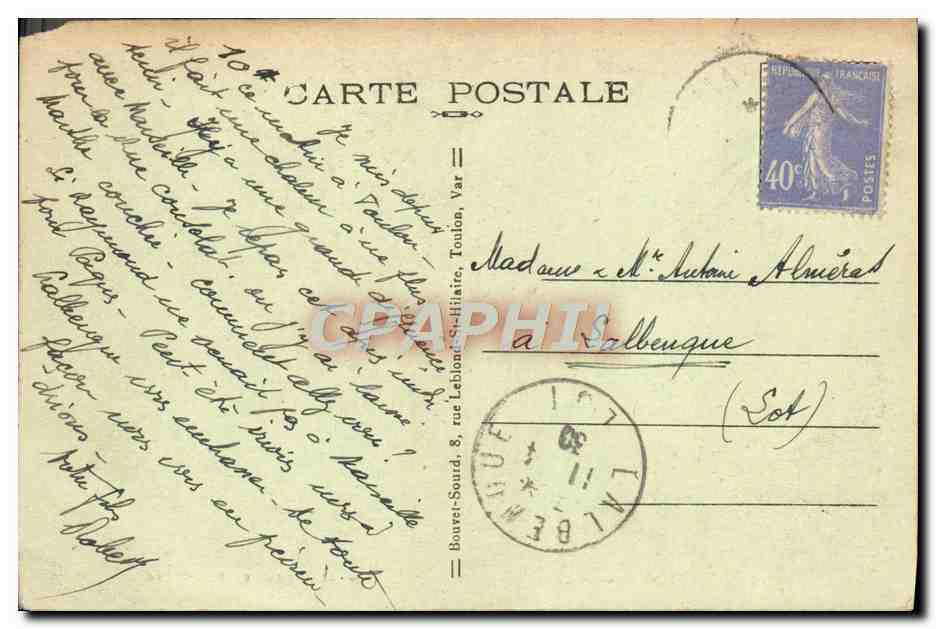 Toulon — A Magaud, on the beach — Publisher P. S. n° 107 — Back