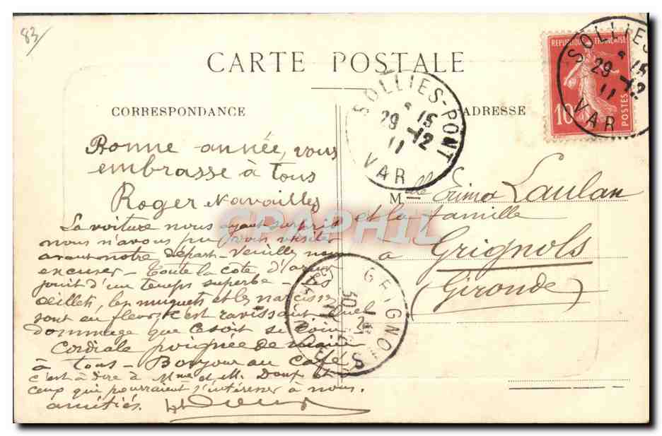CPA Sollies Pont Pont de la Serre — Rückseite