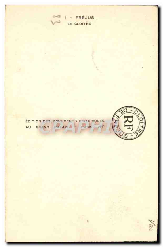 CPA Frejus Le Cloitre — Rückseite