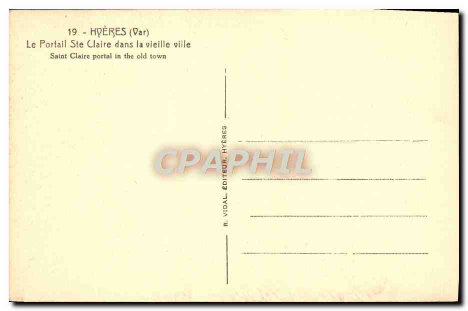 Hyères (Var) — Le Portail Sainte-Claire dans la vieille ville — R. Vidal, Hyères — Reverso